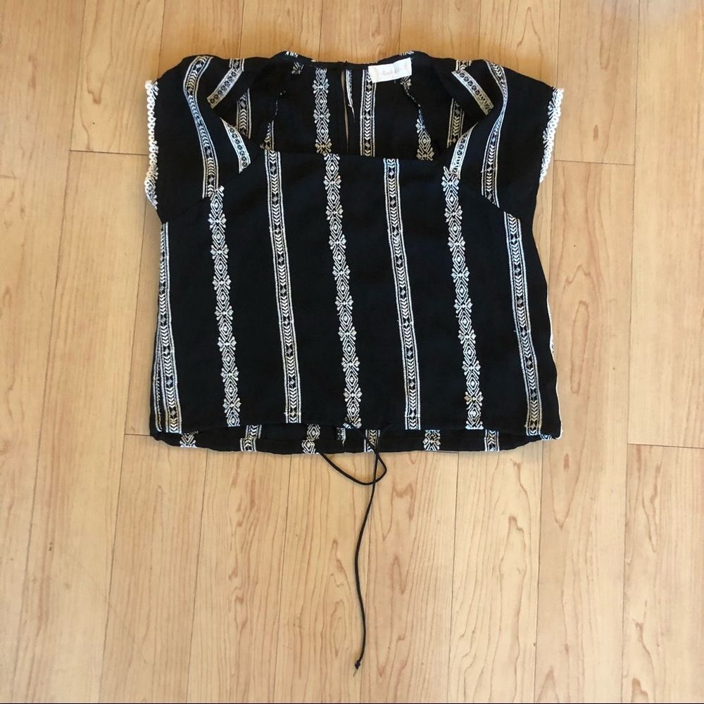 Altard state Black sheer embroidered short sleeve